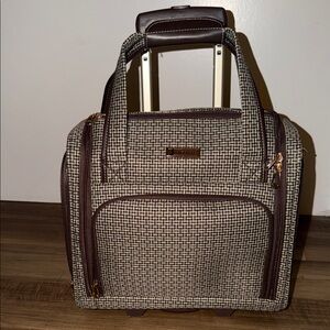 BRAND NEW London Fog Rolling Carry-On Tote Bag in Brown Tweed